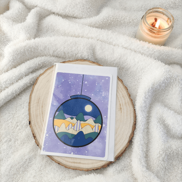 Boule de Noël - Carte double avec enveloppe